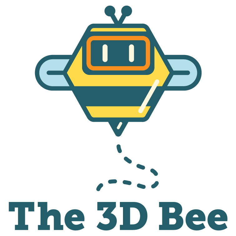 The 3D Bee logo: a bee printing the shop name